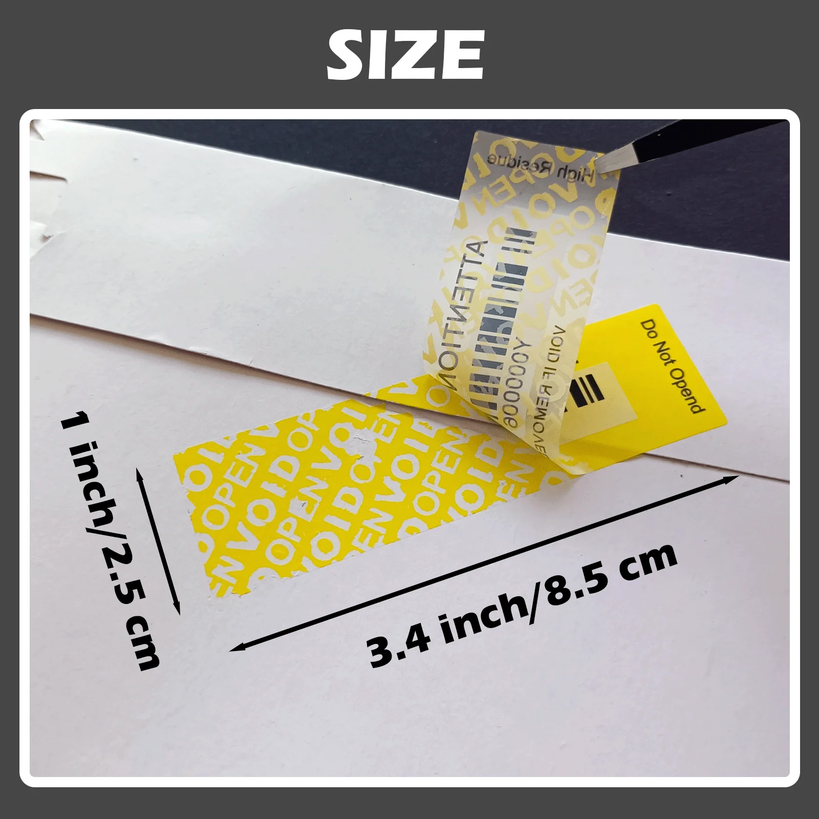 8.5X2.5Cm 100% Totale Overdracht Sabotage Evident Labels Beveiliging Garantie Ongeldig Stickers Gele Drievoudige Serienummers Zegel Sticker