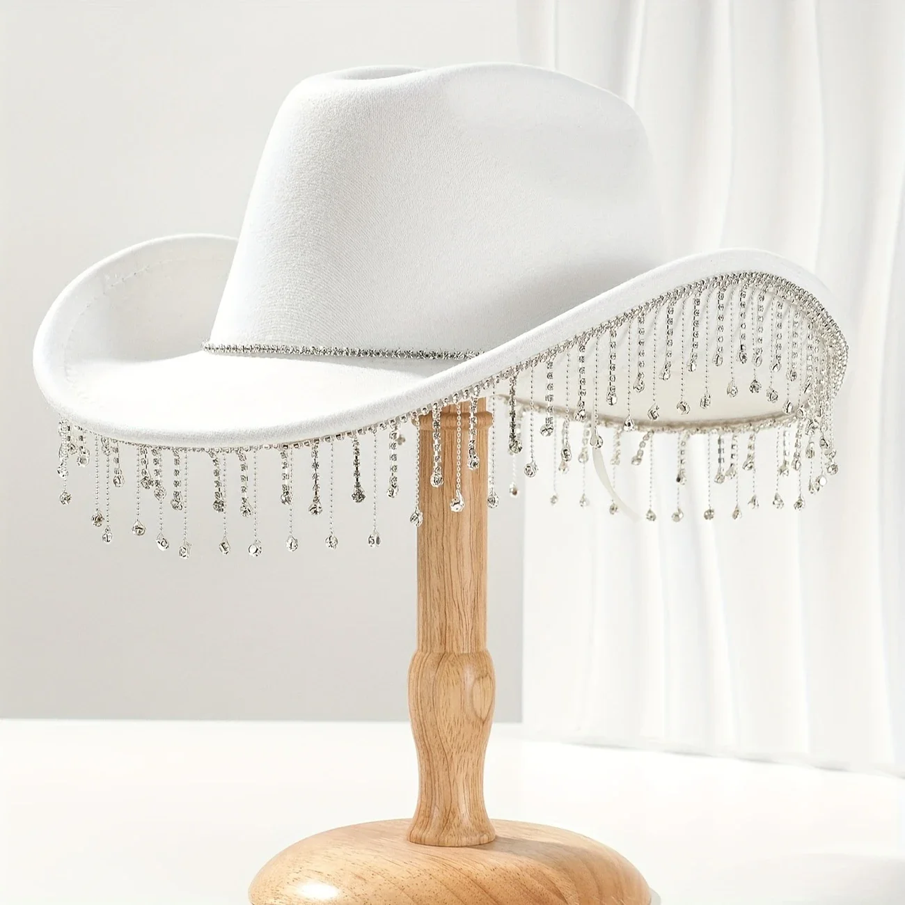 

HongLuan White Glitter Costume Hat Adult, Cowboy Hats Rhinestone for Woman, Cowboy Cosplay Female Accessories & Cowgirl Cap