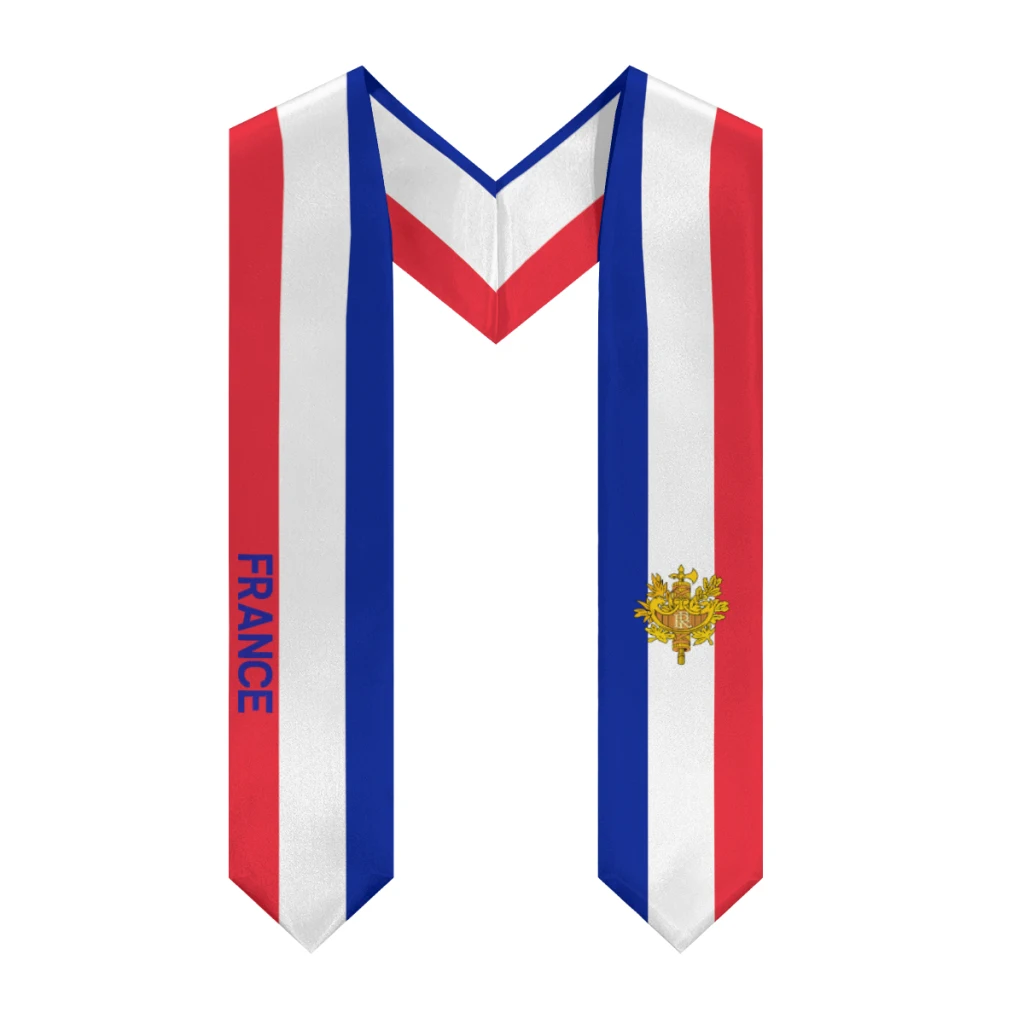 

Дизайнерская выпускная шаль с флагами Франции и США, пояс-стол для выпускников, для международных студентов, для почетной выездки за границу.