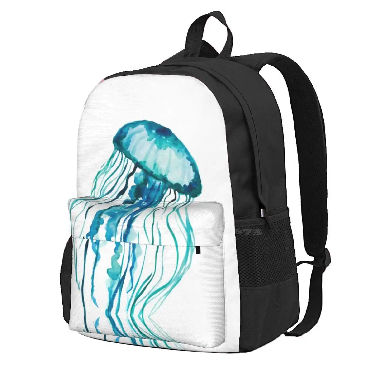 

Watercolor Jellyfish Hot Sale Schoolbag Backpack Fashion Bags Watercolor Jellyfish Painted Aqua Blue Green Sea Love Sea