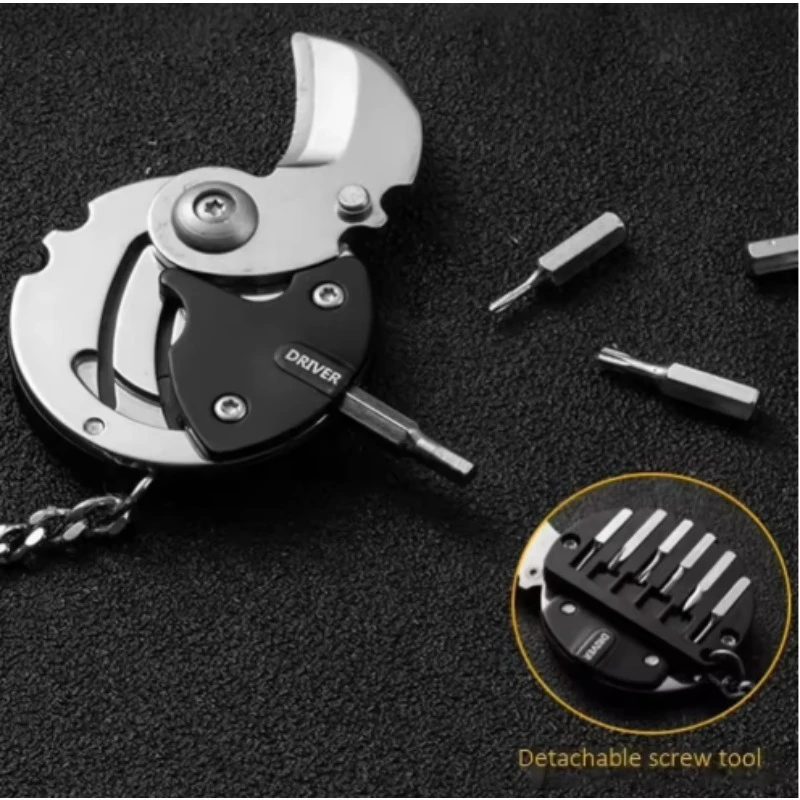 Multifunctional Keychain Screwdriver Hexagon Coin Outdoor EDC Tool Hexagon Folding Coin Knife Pocket Fold Mini Coltello Gear Pee