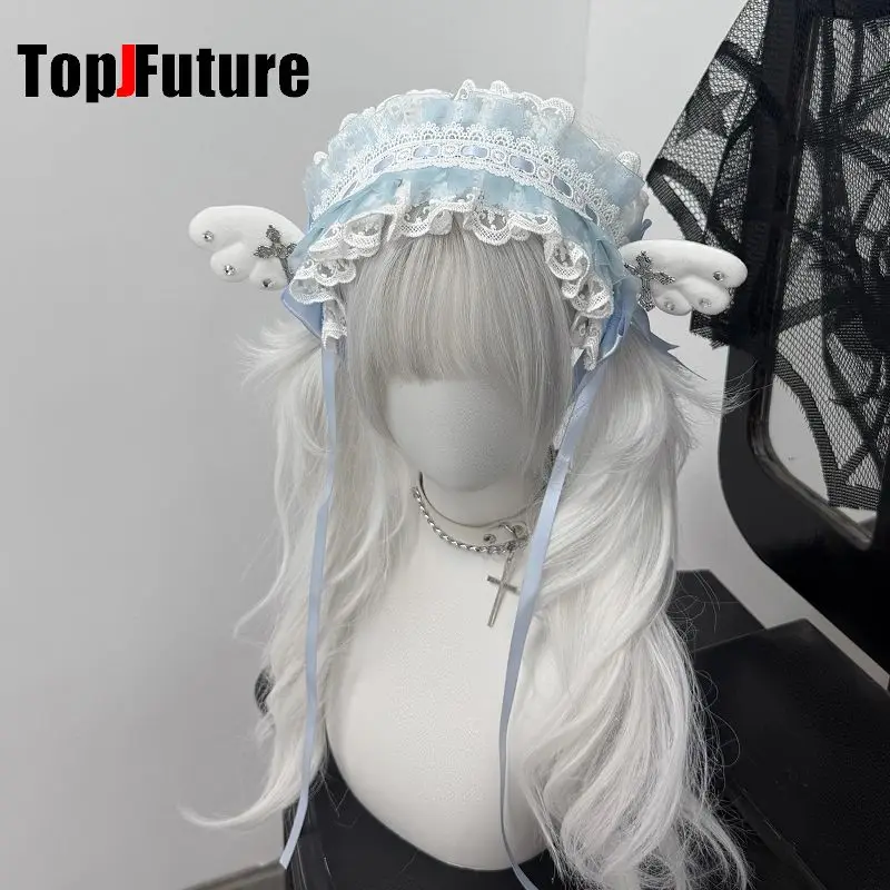 Dark Gothic Lolita handgemaakte pluche konijnenoren klinknagel lederen gesp hoofdband subcultuur Y2K dames haar hoepels haaraccessoire