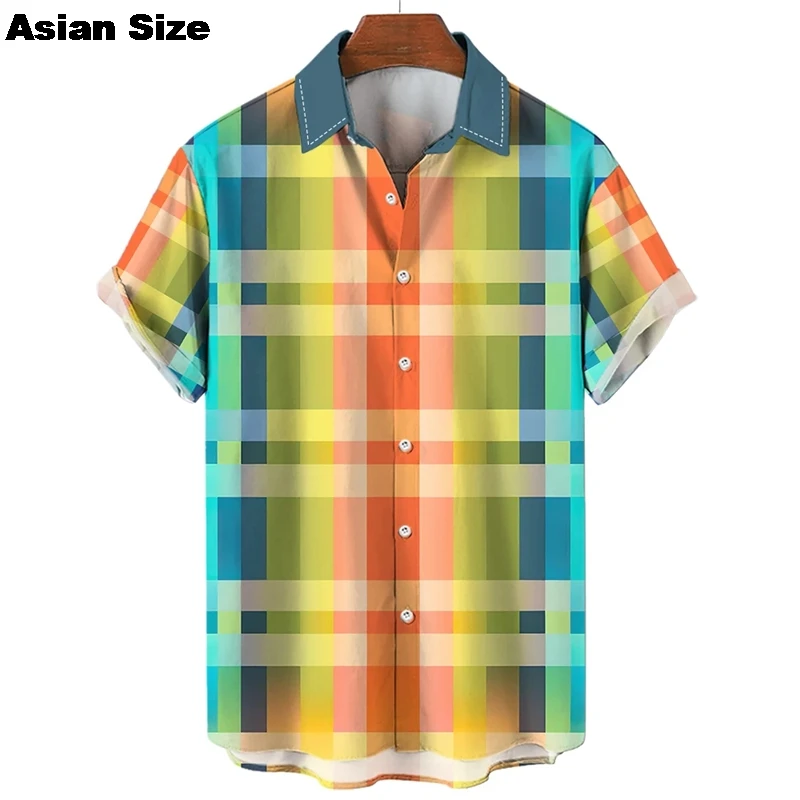 

Красочные клетчатые рубашки с 3D принтом для мужчин, одежда, модные простые рубашки и блузки, женская блузка с лацканами для отпуска, уличная одежда, топы Y2k