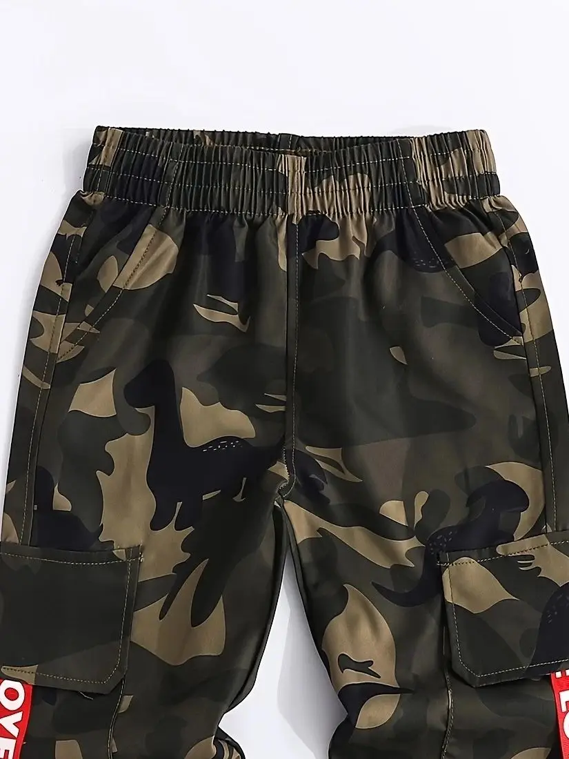 Boys Camo Cargo Pants - Relaxed Fit, Multiple Flap Pockets, Ideal for Casual Outdoor -Comfort Clothing for Kids