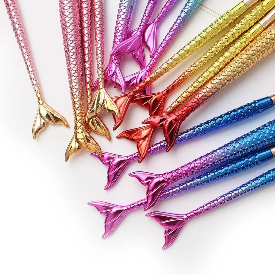 4pcs/set Mermaid Gradient Electroplating Makeup Brush Set, Loose Powder Shadow Eyeliner Eyebrow Brush Beauty Tools Perfect Gift