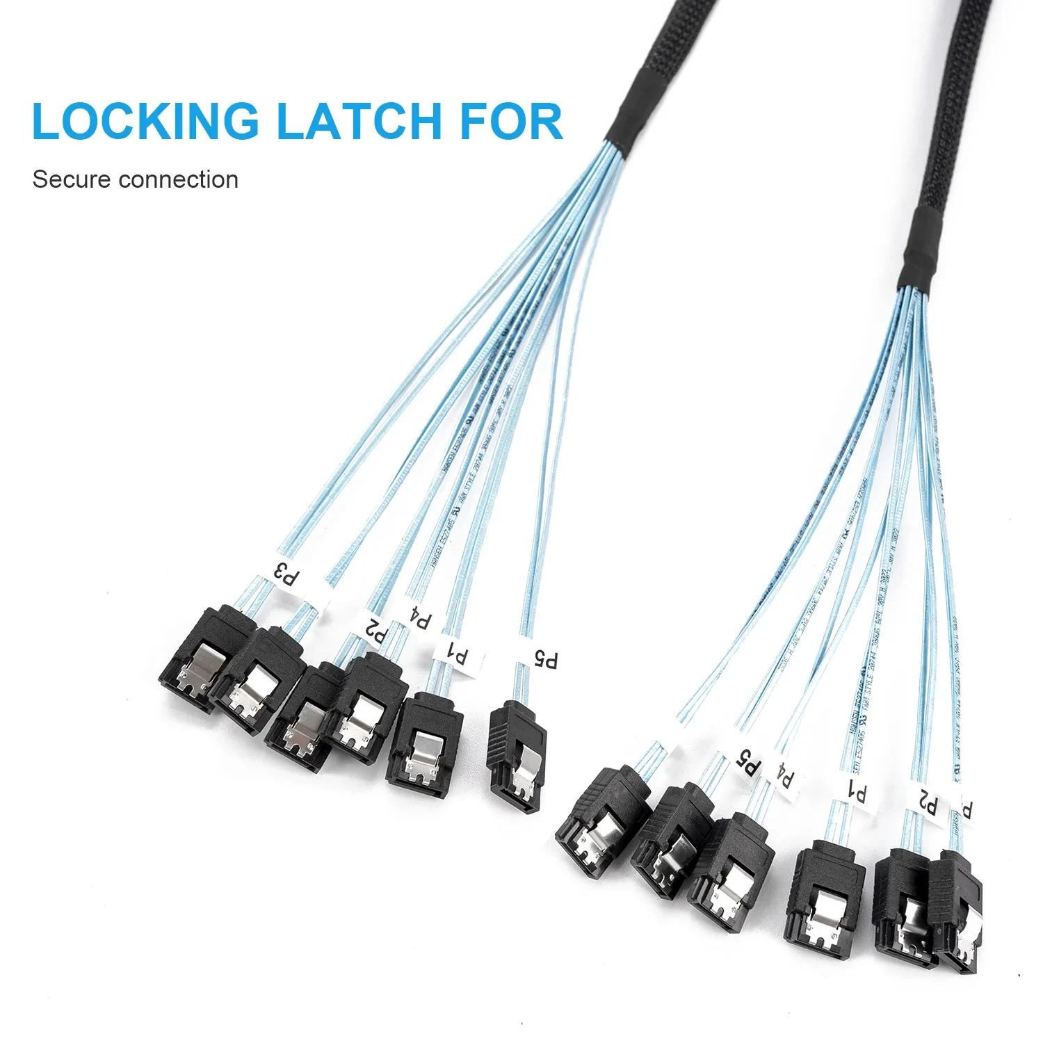 4/6/8Pcs Set 7 Pin SATA to 7 Pin SAS Cable12Gbps High-Speed Data Transfer SATA 3.0HDD Cable for Server NAS PC - 6 Ports per Set