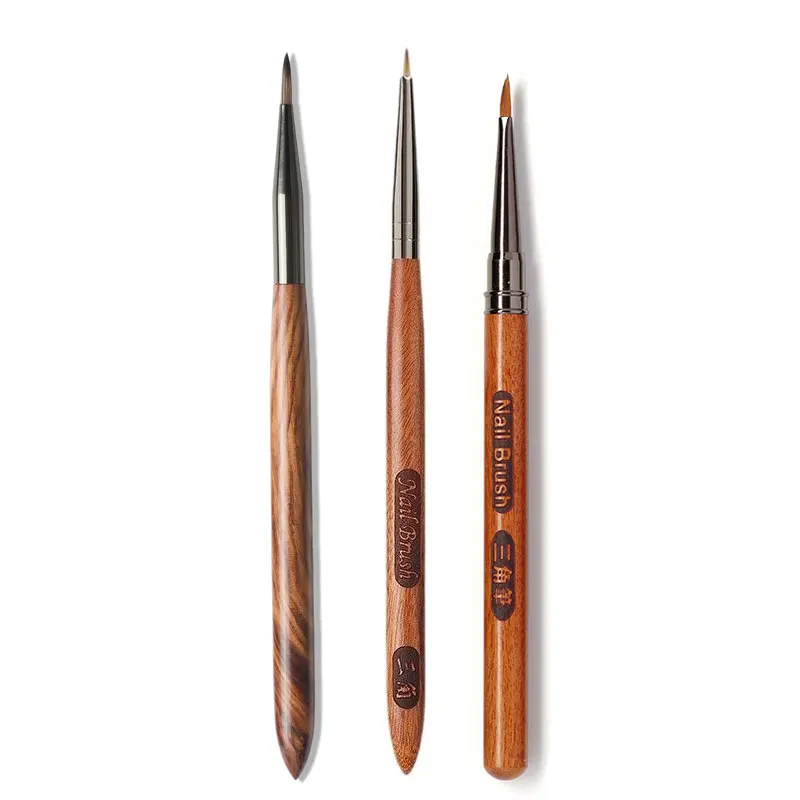 Manche en bois Triangulaire pétale Nail Art brosse 3D conseils modèle photothérapie acrylique brosse à ongles UV Gel bricolage dessin stylo manucure outil