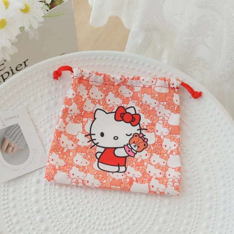 

Hello Kitty Drawstring Bag Travel Fashion Versatile Large Capacity Cosmetics Storage Small Bags Candy Jewelry Bags Wholesale