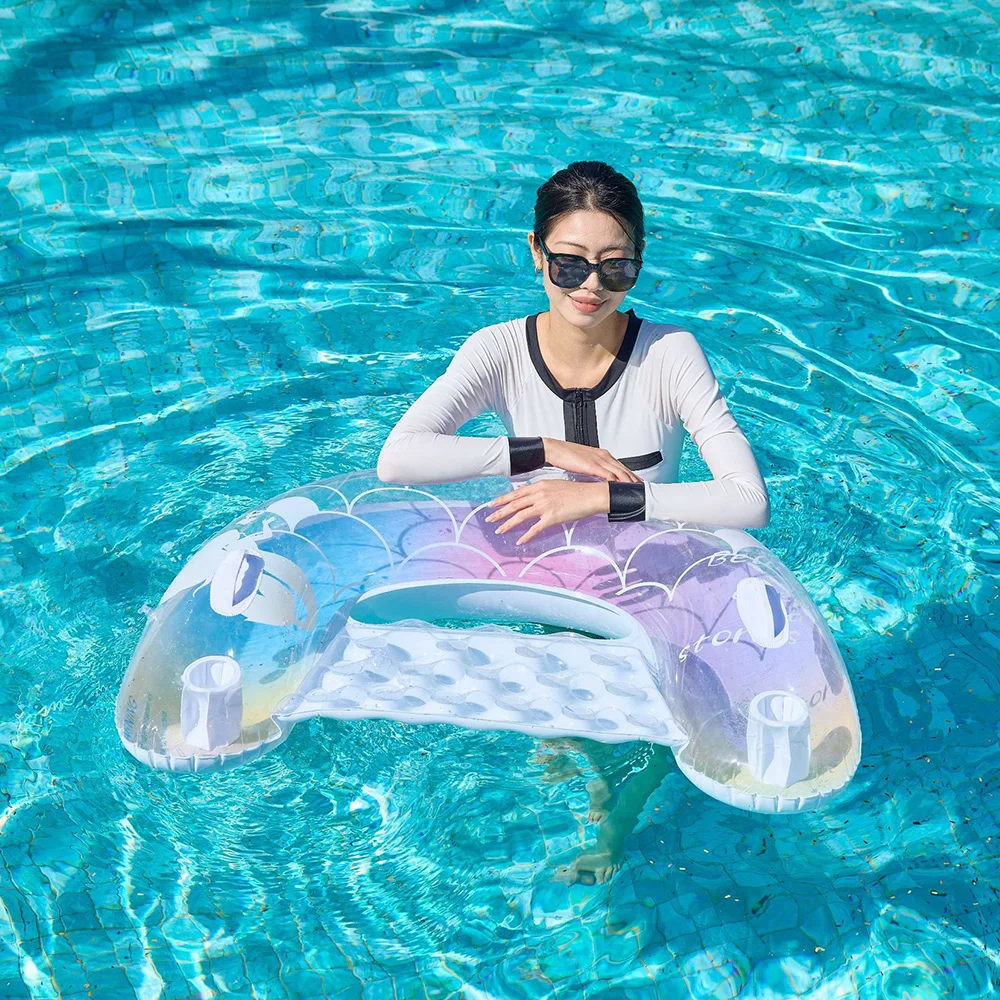 1Pcs Inflatable Pools Float Chair Adult Seat Water Hammock Lounge Raft Dreamy Sparkling Pool Chair Float For Beach Lake Summer