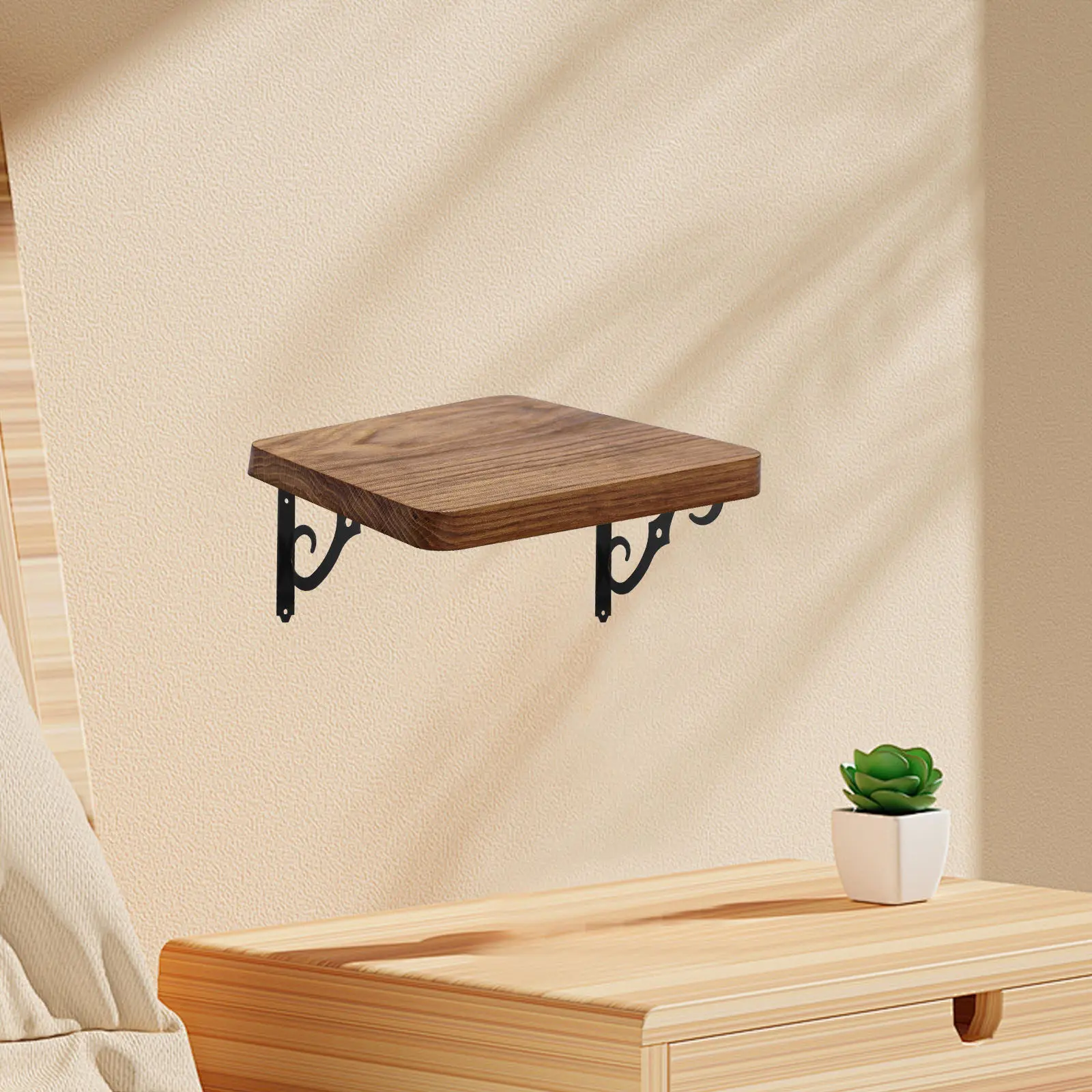 Heavy Duty Iron Triangle Shelf Brackets Black 20Cm DIY Wall Mounted Shelving Support Brackets for Wood Decor Household Shelf