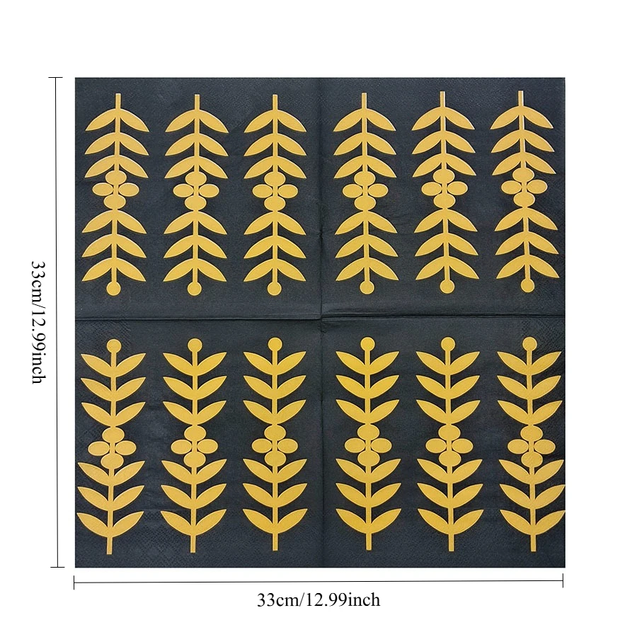 Tovaglioli di lusso neri e dorati a 2 veli 13x13", tovaglioli per cene formali per decorazioni natalizie per matrimoni, confezione sfusa da 10/20 pezzi