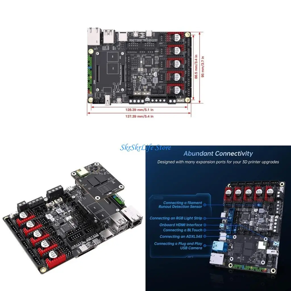 

E65E BigTreetech Manta M5P+CB1 64BIT 1GB DDR3 V2.2 Поддержка материнской платы EZ2209