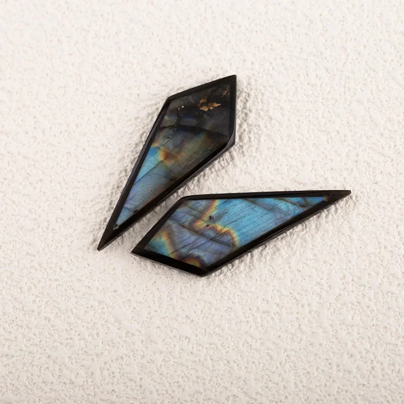 Semi-precious stones,Natural Gemstone Labradorite ,Lapis Lazuli  intarsia fashion woman Pendant Bead 39x16x4mm4.5g