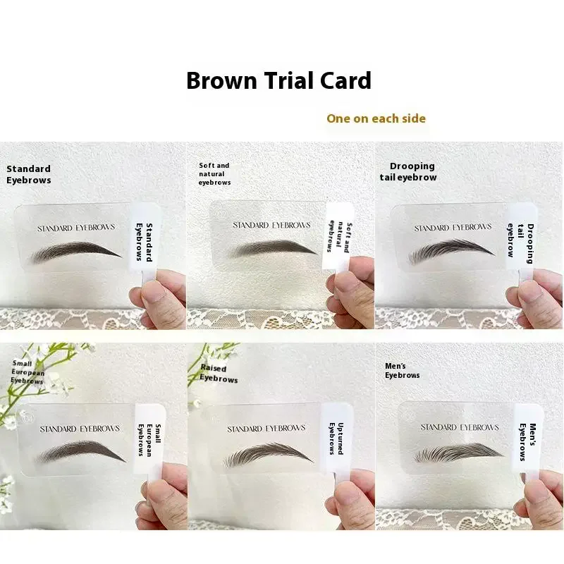 6 paires de cartes d'essai en forme de sourcils, 6 Styles populaires pour une sélection rapide des clients, carte modèle en forme de flèche, simule l'effet de sourcils