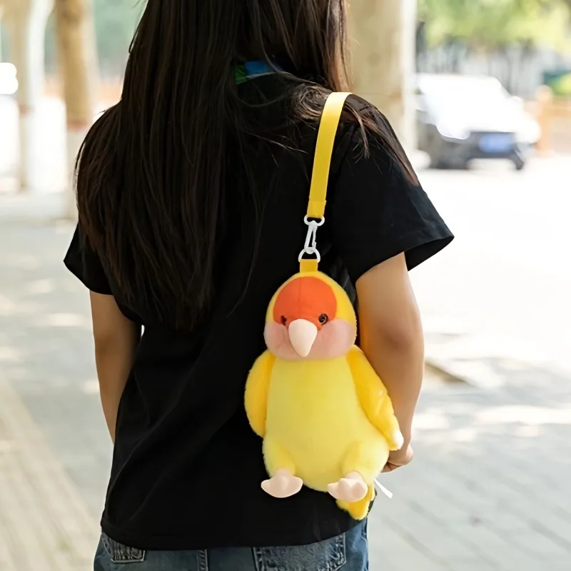 かわいいオウムのぬいぐるみバックパック、模擬鳥のぬいぐるみ人形バッグ、かわいい子供用ショルダーバッグ、ファッショナブルなナップサックバッグ、女性へのギフト