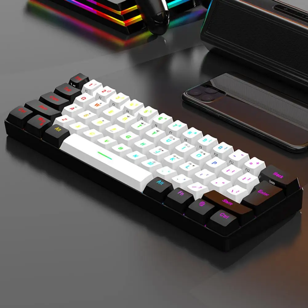 Compact Design Keyboard Wired Mechanical Gaming Keyboard with Rgb 61-key Compact Design Lightweight Computer Keyboard for Gamers