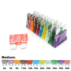 10pcs Medium Car Fuses Blade Fuse Insert auto Car Truck ZINC Pins 1A 2A 3A 5A 7.5A 10A 15A 20A 30A 40A 50A Refitted For