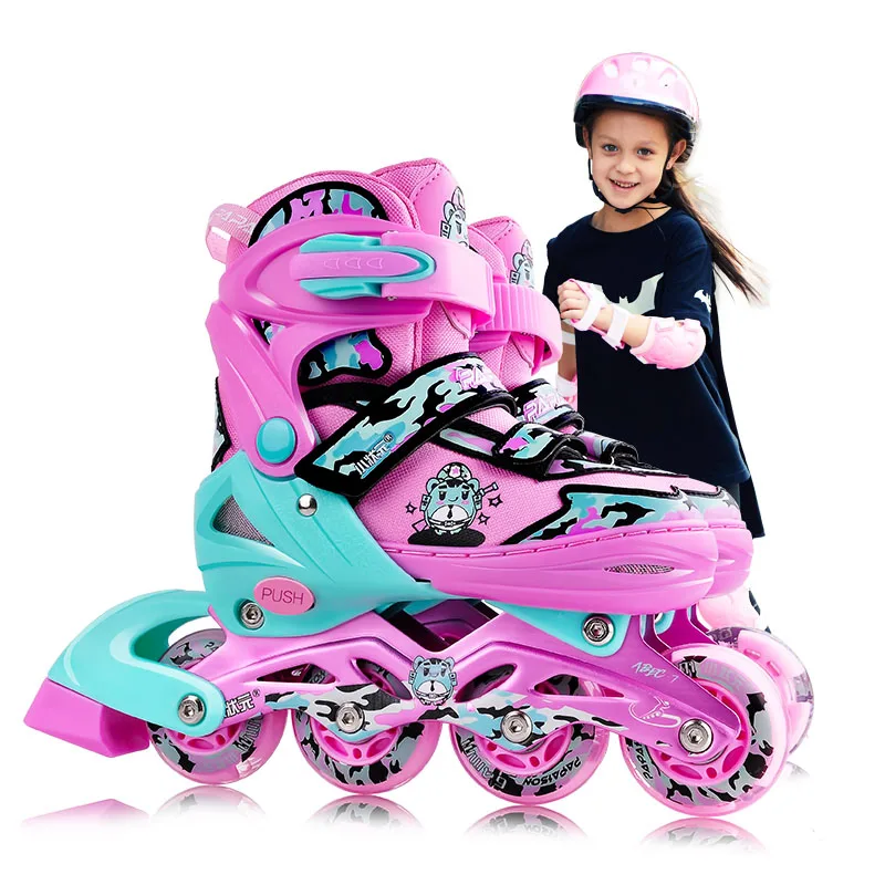 

In Stock Discount Price Flashing Outdoor Wheels Children Kids Colorful Rent Retail Inline Roller Skates