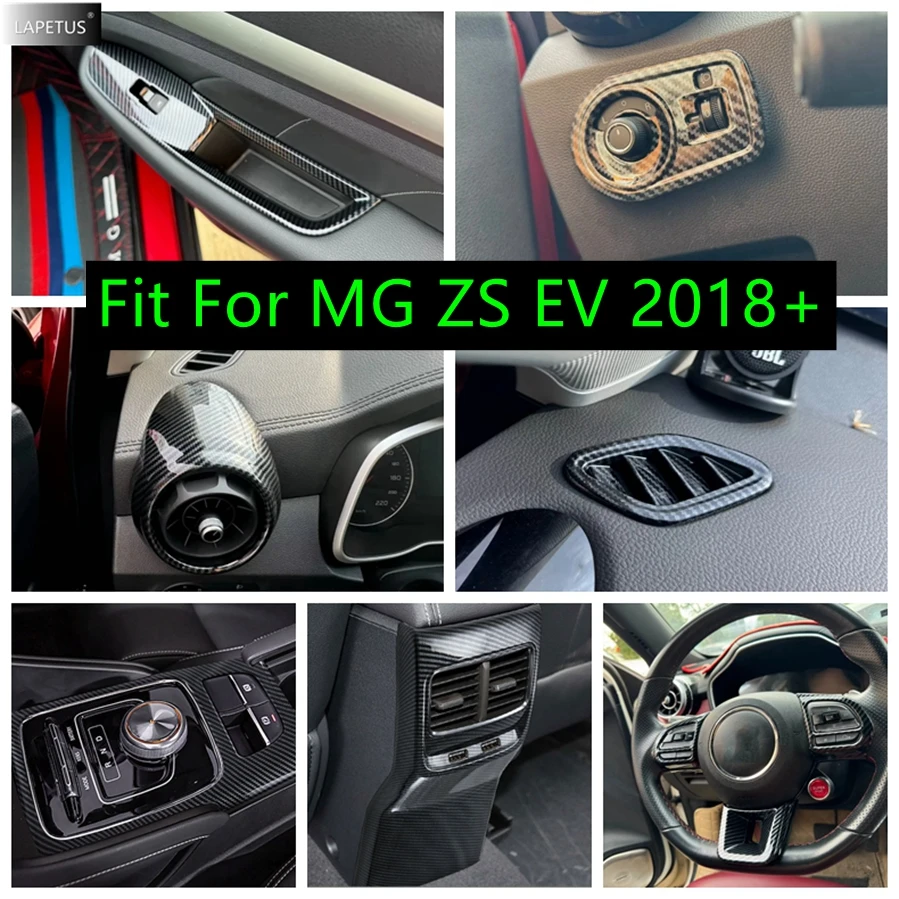 

ABS Carbon Fiber Look Steering Wheel / Head Lamp / Window Lift / Air AC Outlet Cover Trim For MG ZS EV 2018 - 2024 Accessories