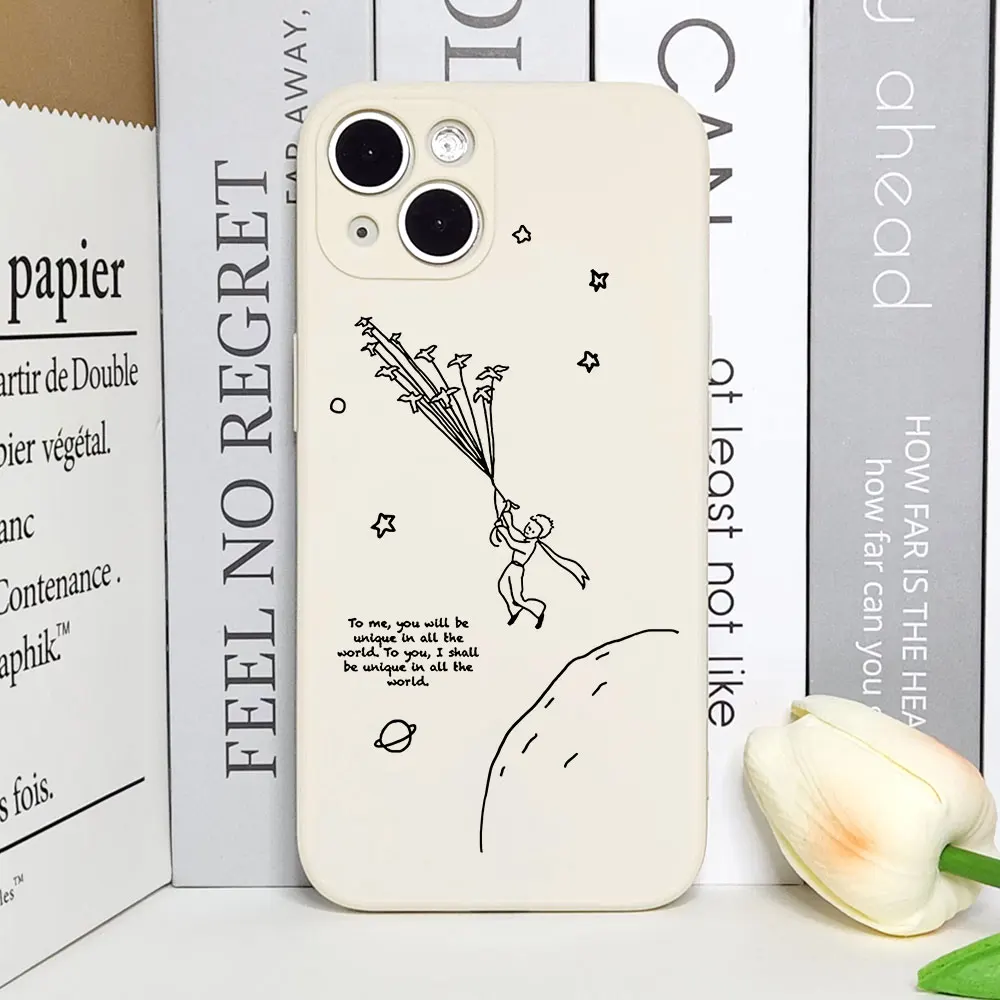 Cartoon Little Prince Anime Space Phone Case for Apple IPhone 15 14 13 12 11 Pro MAX Mini SE20 XS XR X 7 8 Plus Soft Black Cover