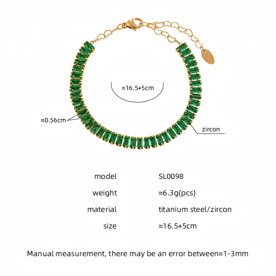 Light luxury fashion square zircon bracelet simple personality ladies high-grade sense of stainless steel jewelry