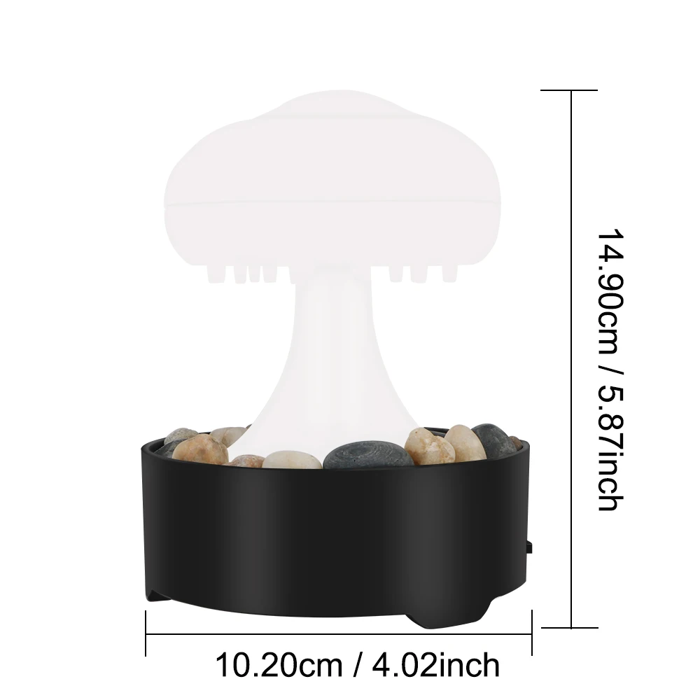 Portable Mushroom Fountain Lamp Rain Cloud Night Light For Home Bedroom Warm White Lights Home Decor