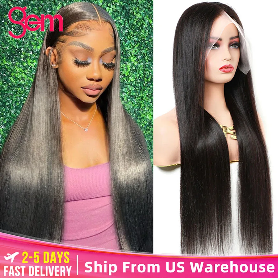 Straight Lace Front Wig Human Hair Pre Plucked Wig 180 Density Brazilian Remy Wig 13x4 HD Transparent Lace Frontal Wig For Woman