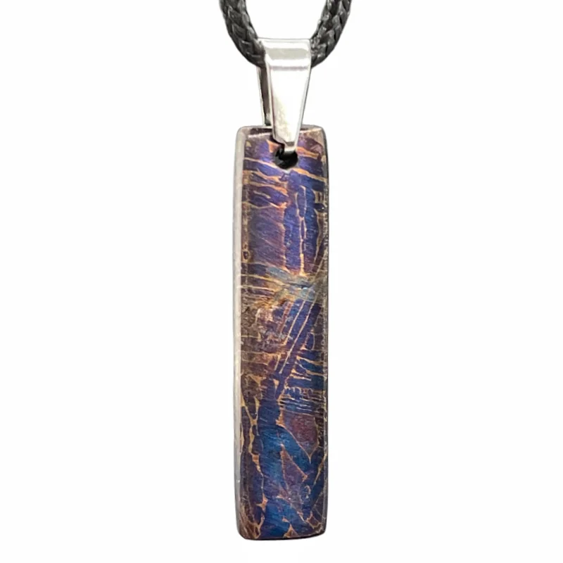 Muonionalusta Meteorite Necklace Rectangle High Temperature Colored Pendant Genuine Iron Meteorite Collectible Jewelry LK556