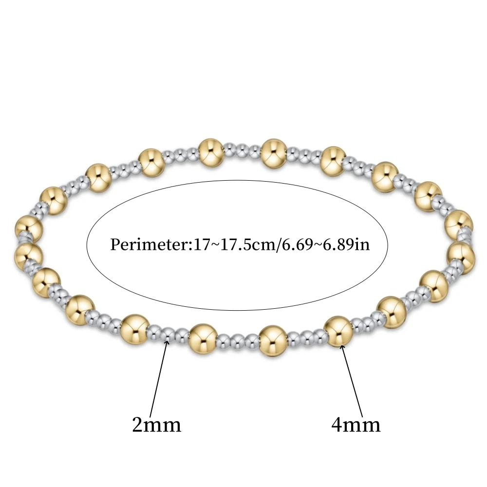 Vlen قابل للتعديل تكويم سوار مُزين بالخرز للنساء الذهب والفضة اللون مختلط مجوهرات بوهو الحد الأدنى الخرز سوار هدية #2