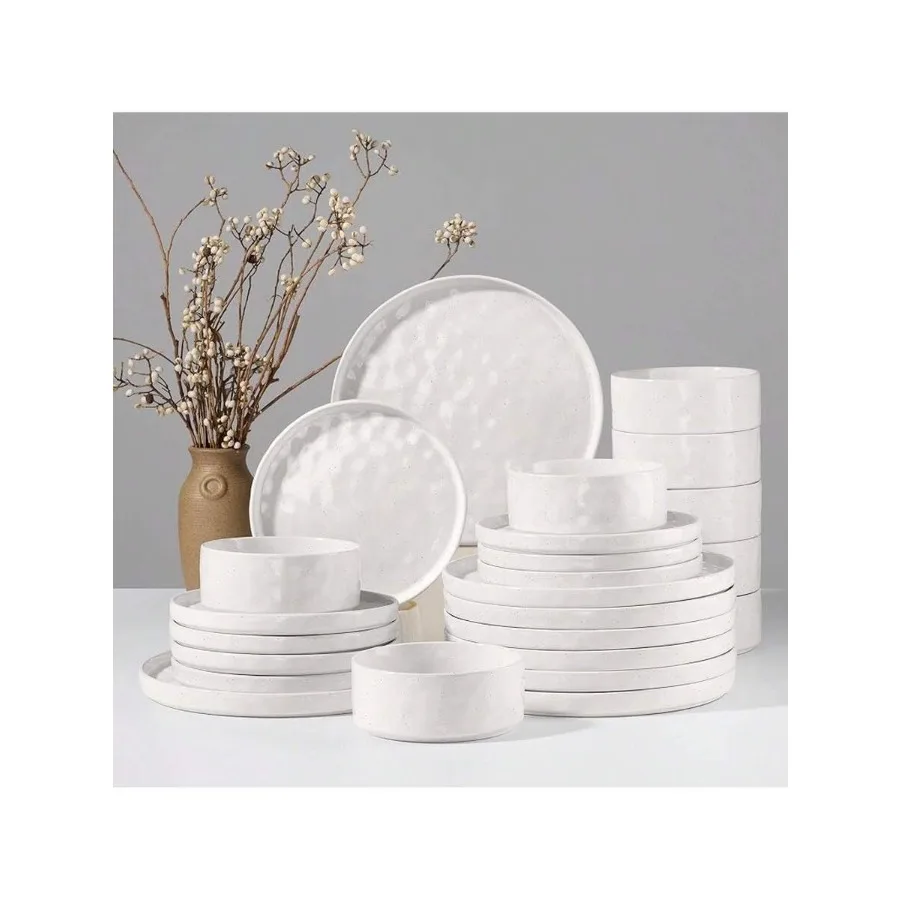 

HaWare Dinnerware Sets, 12-Piece Plates And Bowls Set, Stoneware Dish Set For 4, Ceramic Dinnerware For Home Restaurant, Chip A