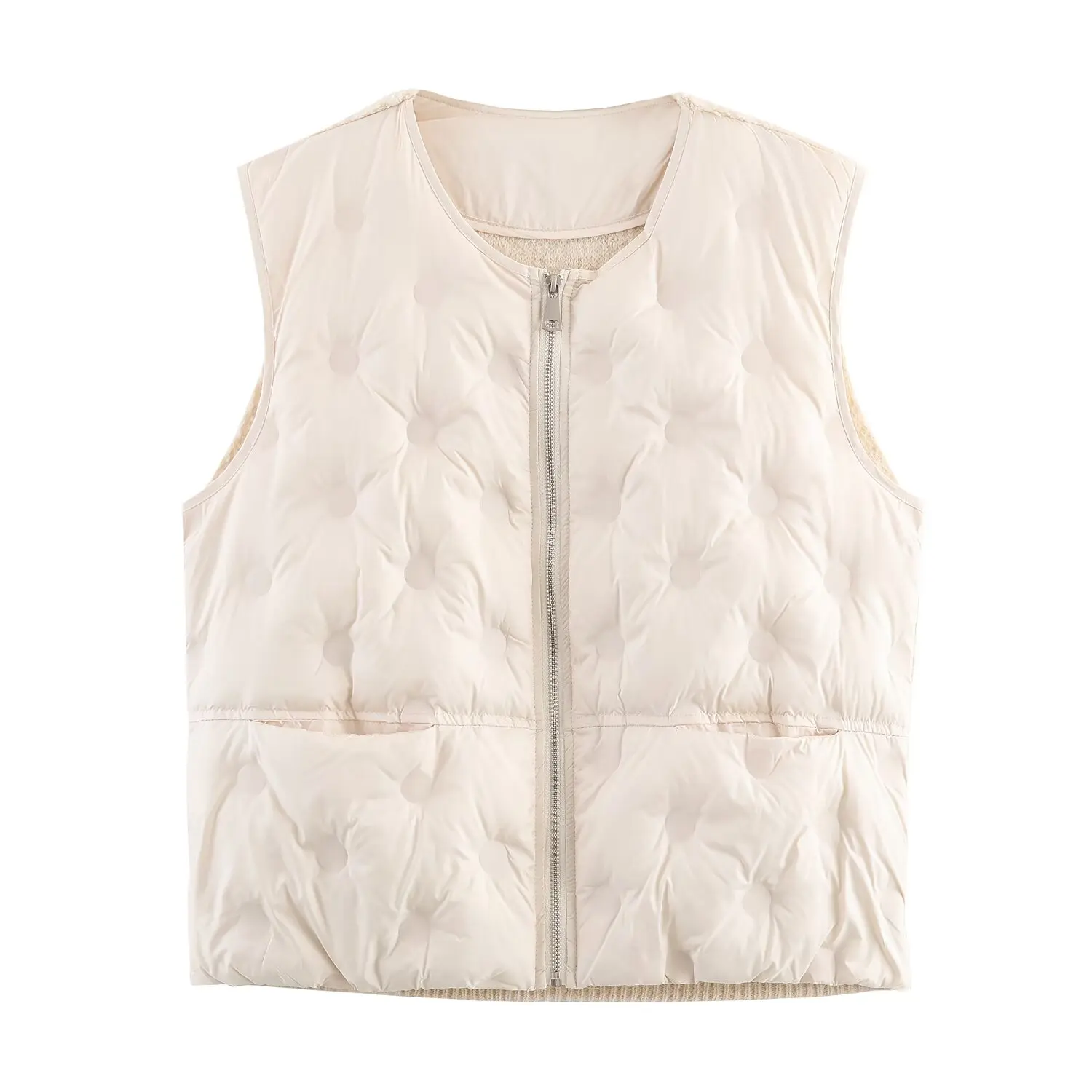 

JNLEAOG Autumn New Women's Knitted Towel Ne Zipper Emed Patchwork Vest round Ne Polyester Fiber Commute Sle Vest