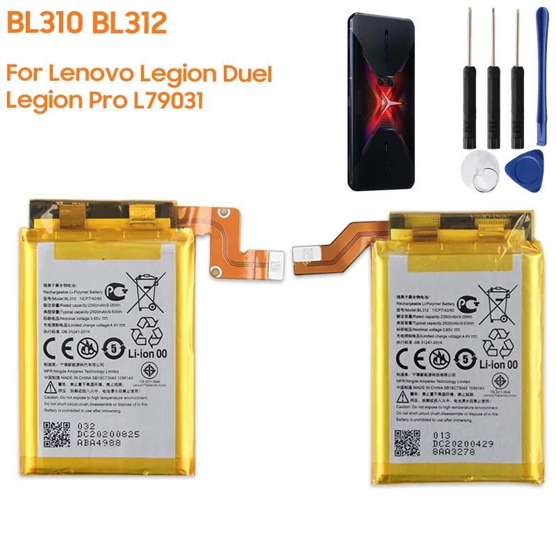 

Сменный аккумулятор для телефона BL312 BL310 для Lenovo Legion Duel Legion Pro L79031, 2500 мАч, перезаряжаемые аккумуляторы, высокая емкость