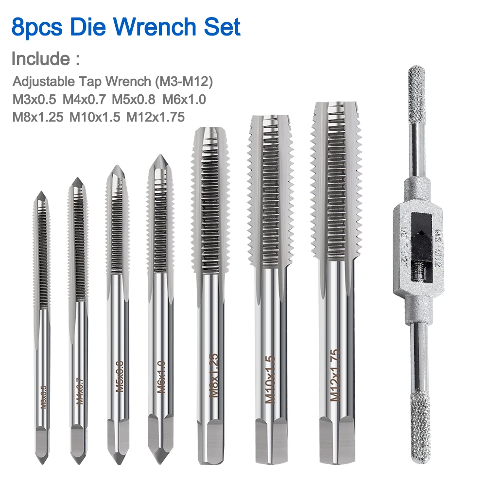 CMCP 6/8/9 stücke Einstellbare M3-M12 T-Griff Ratsche Gewindebohrer Halter Schlüssel Windeisen Bohrer Set Schraube Gewinde Gewindebohrer Bohrer Hand Werkzeuge – Detail 4