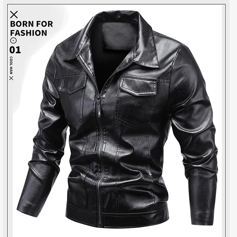 2024 Autumn Casual Motorcycle Jacket Men Biker PU Leather Coats Windbreaker Leather Jacket Men Winter Jacket Men Slim Clothing