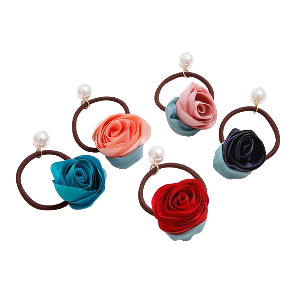 

5 Pcs Rose Hair Tie Ring Accessories Roses Ponytail Ropes Ties Miss Band for