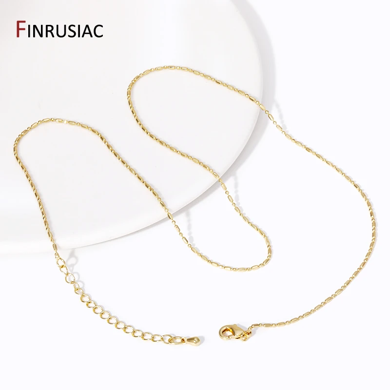 18K Gold Plated Brass Beaded Chains Chokers Necklaces,1.2mm Thin Chains Bulk For DIY Jewelry Making Findings Supplies