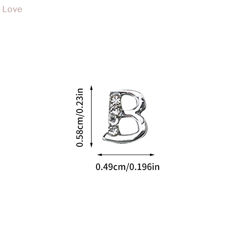 [L&P] 10 peças amuletos de letras 3D para unhas, liga de luxo, alfabeto, strass, arte de unha, pontas acrílicas, acessórios de decoração