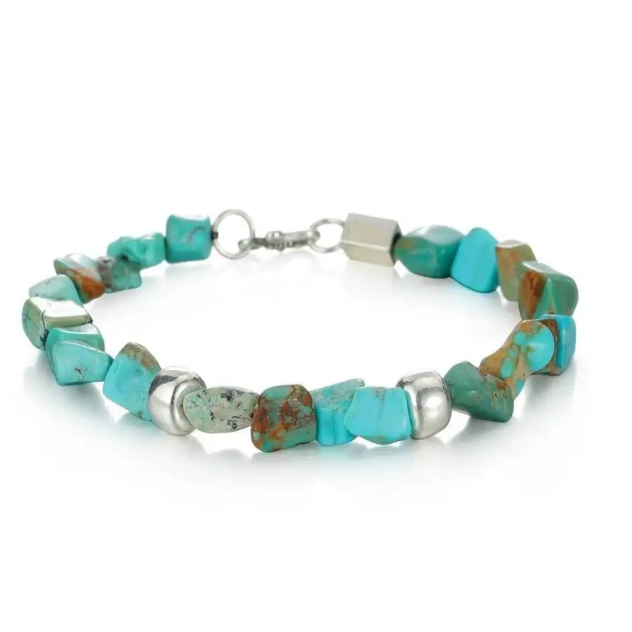

Handmade natural Turquoise raw ore bead bracelet,men's cuff button,Ramadan prayer bead,women's meditation,holiday gift