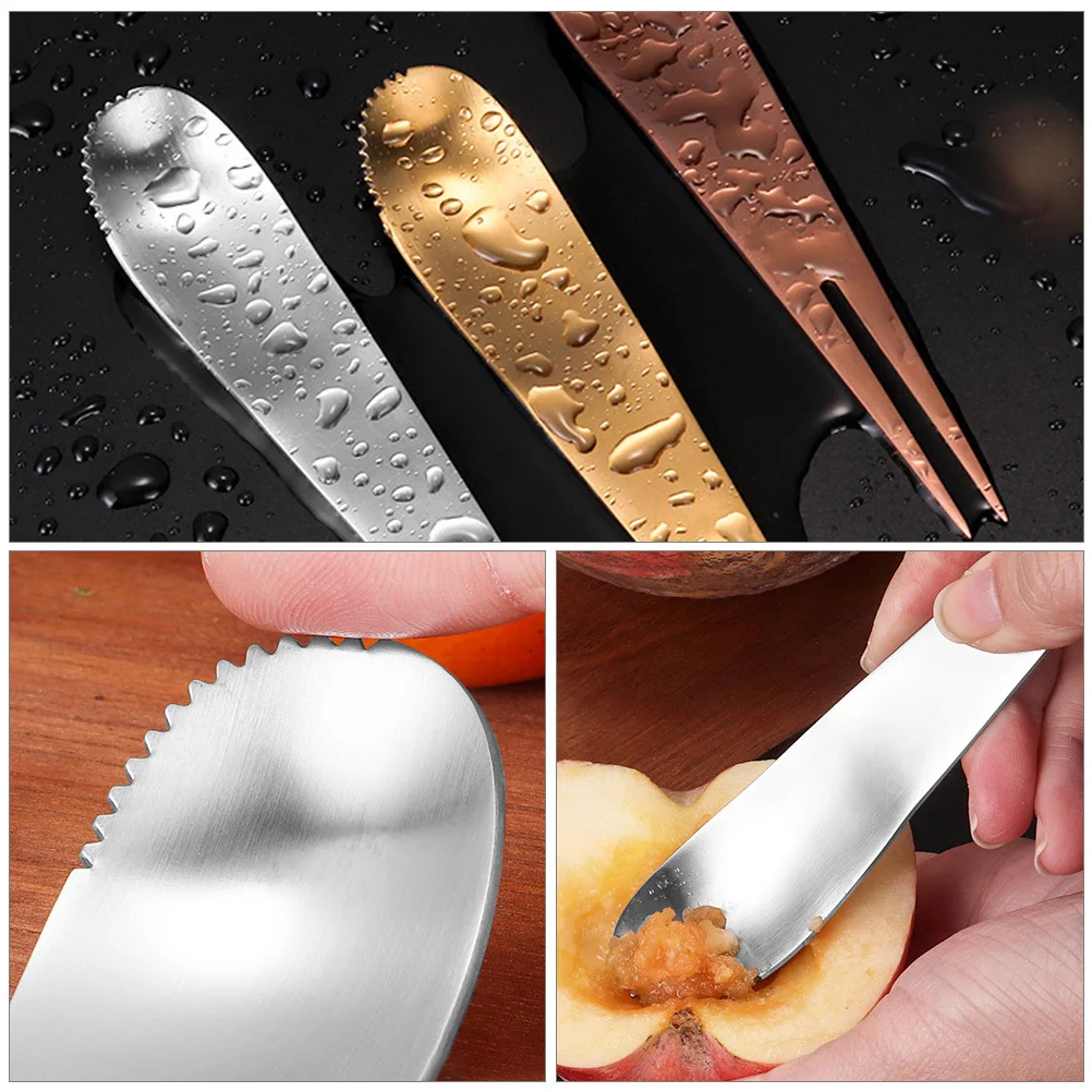 

2 pcs Stainless Steel Fork Spoon Dual-Use Tableware Multi-Function Fruit Puree Scraper Durable Rust-Proof Dessert Utensil For