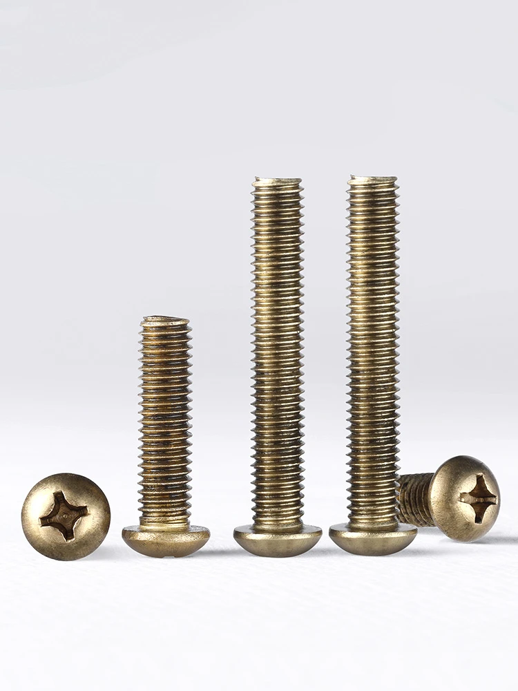 M2 M2.5 M3 M4 M5 M6 Brass Cross Round Head Screw Copper Phillips Pan Head Screw Bolt