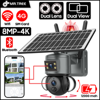 8MP 4K Dual-Lens 4G SIM Slot IP Wireless Solar panel Camera Outdoor Security Recording Humanoid Tracking surveillance PTZ Camera