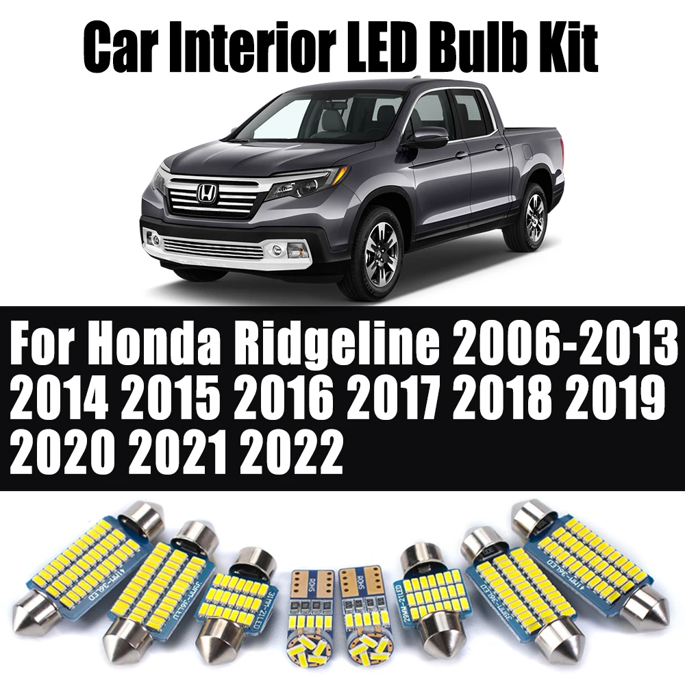 LED Interior Door Map Dome Light Car Bulbs Kit Sun Visor Lamp For Honda Ridgeline 2006-2015 2016 2017 2018 2019 2020 2021 2022