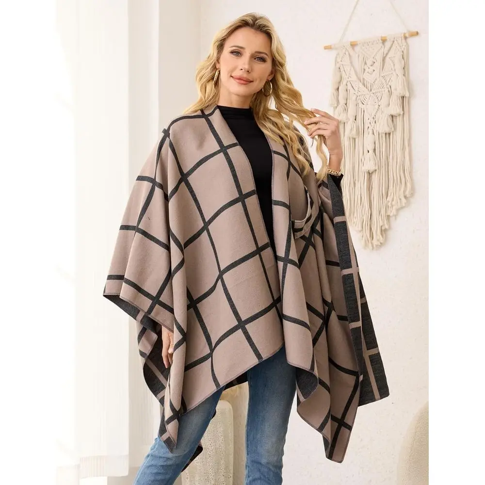 سترات نسائية مريحة شال بونشو - غلاف أمامي مفتوح مثالي لهدايا الخريف والشتاء