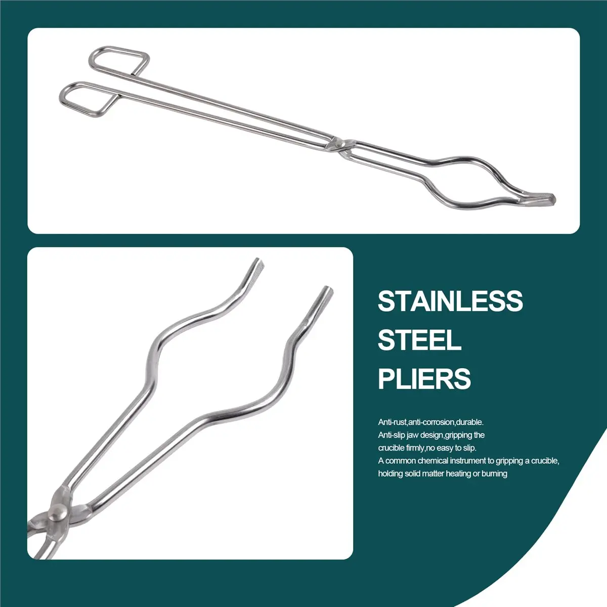 A50U 45cm Stainless Steel Crucible Tong Clamp Melting Furnace Pliers Holder
