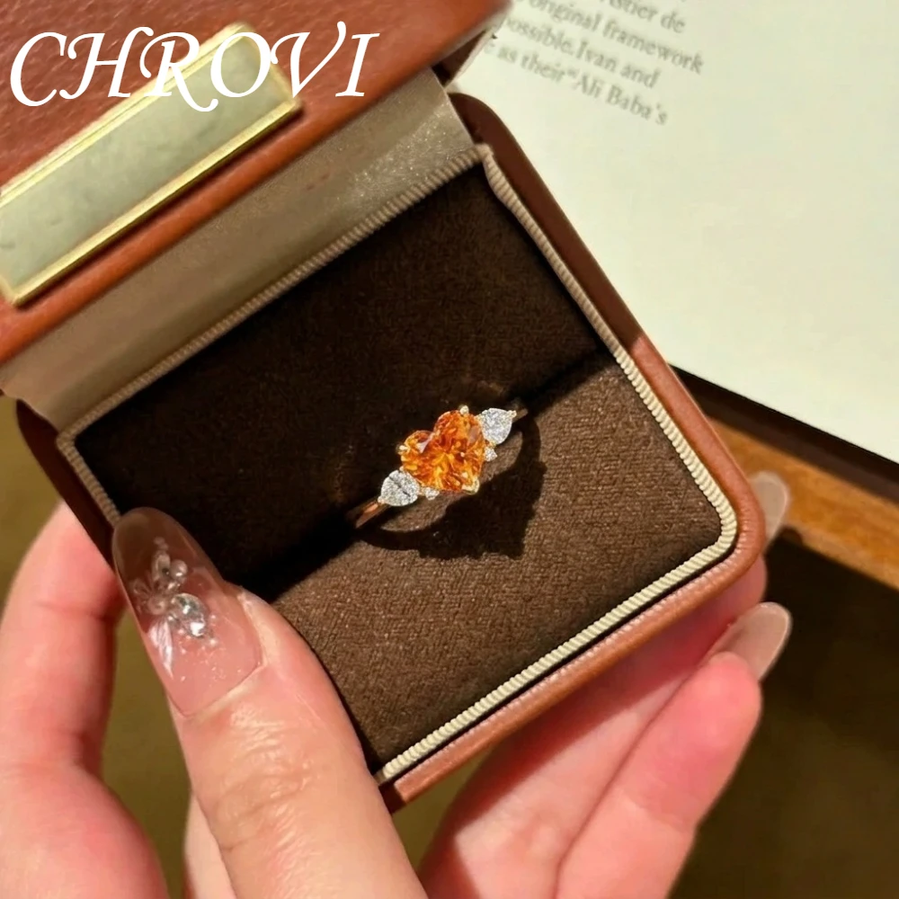 Luxuriöser 925 Sterling Silber Goldener Morganit-Orangefarbener Herzförmiger Ring - Herzförmiger Edelstein Fendra Steinring für Damen – Detail 6