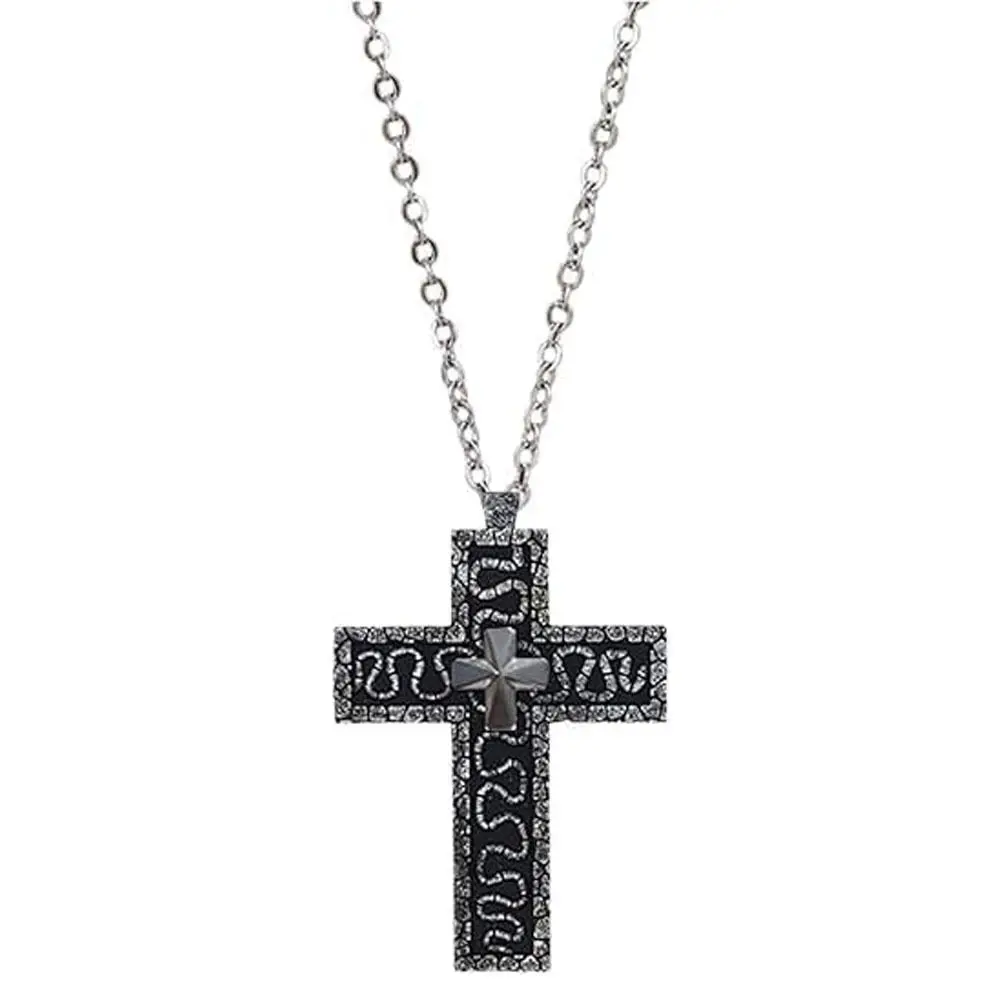 with Secret Compartment Cross Pendant Necklace Openable Stainless Steel Chain Pendant Necklace Vintage 3D Printed Charm Jewelry image 5