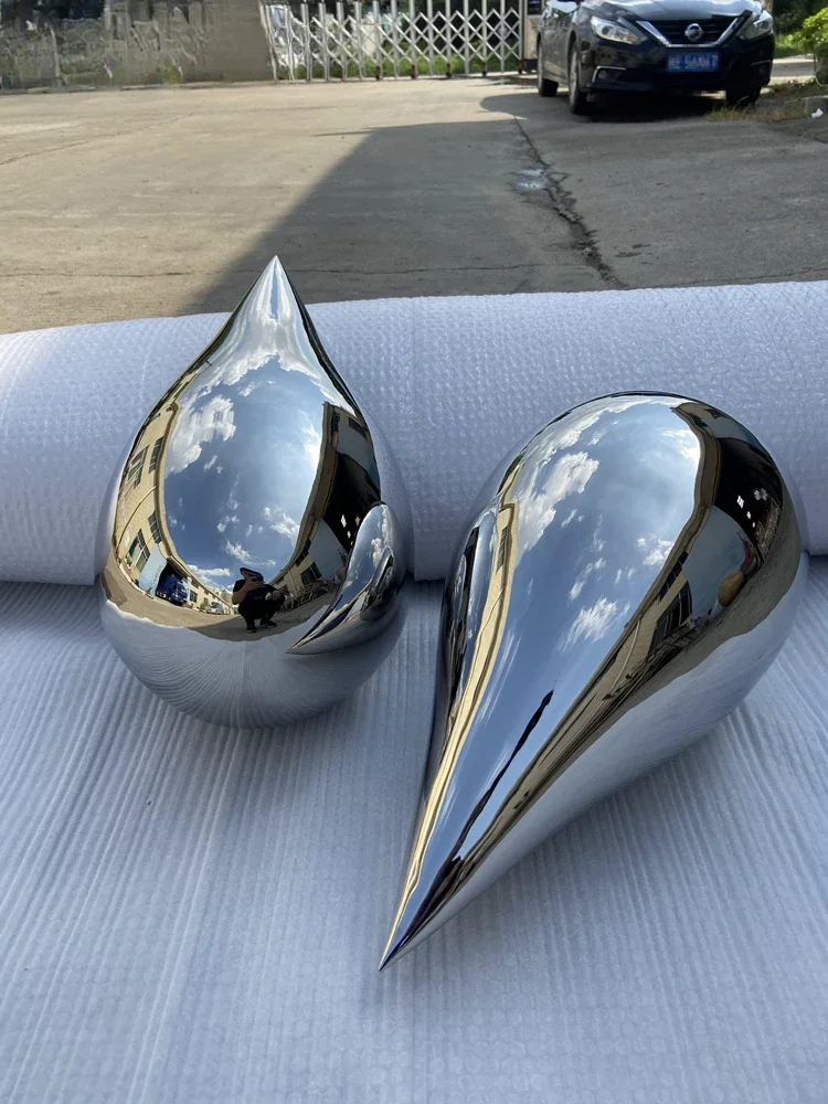 Stainless steel mirror water drop shape sculpture metal ornament hotel pendant ornament