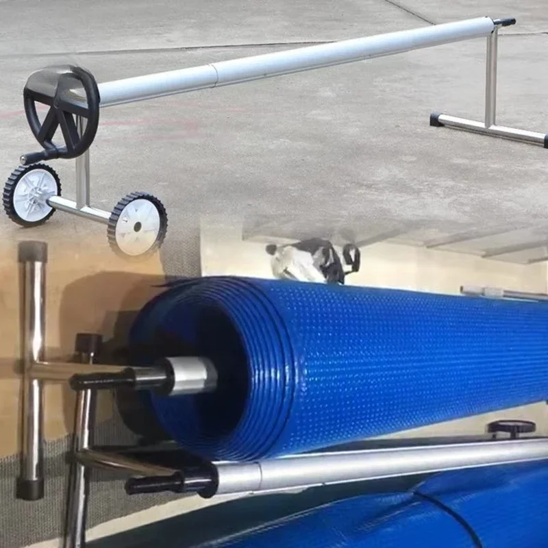 The stainless steel aluminum swimming pool cover storage roll cart is easy to install.