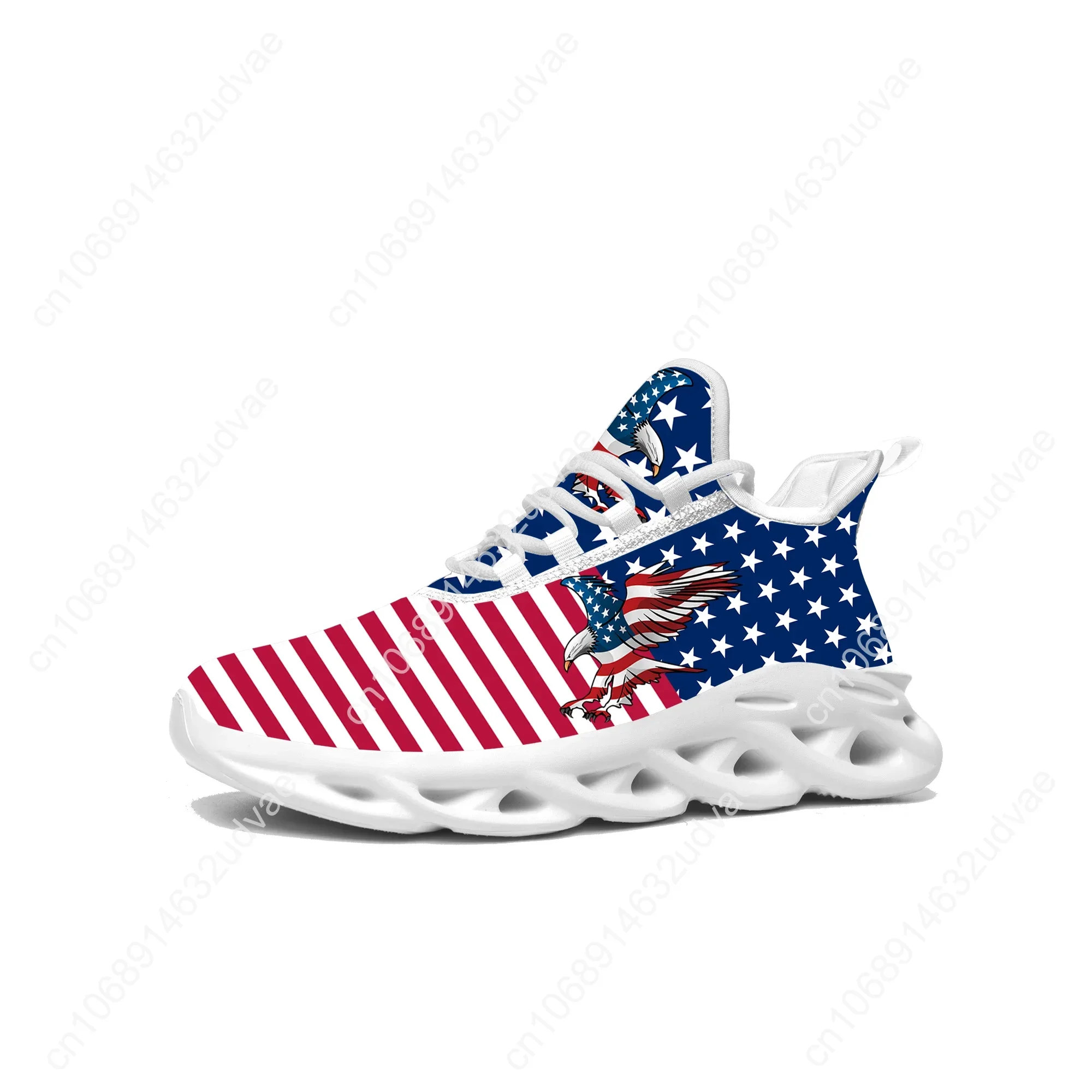 USA Flag America Red Blue White Shoes Flats Sneakers Mens Womens Sports Running Sneaker Lace Up Mesh Footwear Custom Made Shoe
