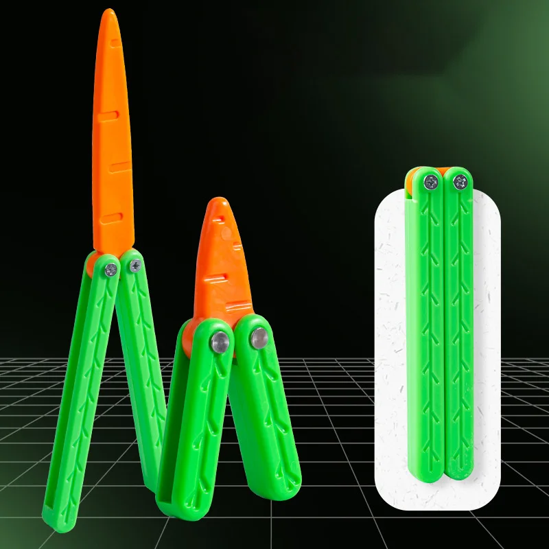 New 3D Mini Butterfly Knife Printing Gravity Knife Cub Jumping Small Radish Knife Mini Model Pendant Push Card Decompression Toy